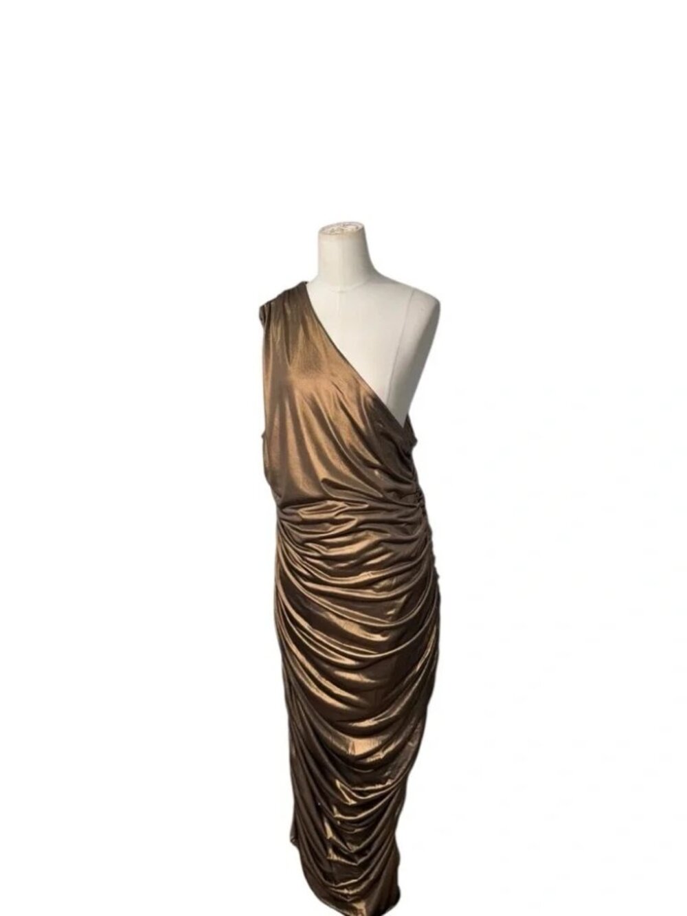 FASHION NOVA Kaelynn Metallic Midi Dress - Bronze - Picture 2 of 8